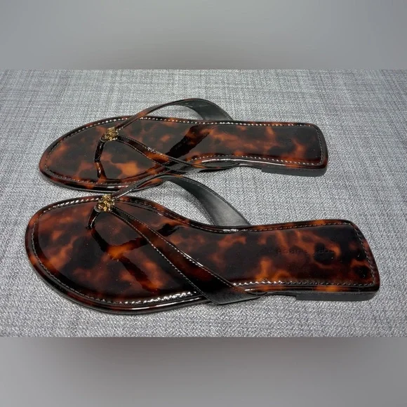 Tory Burch Classic Flip Flop Tortoise Patent Size 8 - Picture 5 of 8